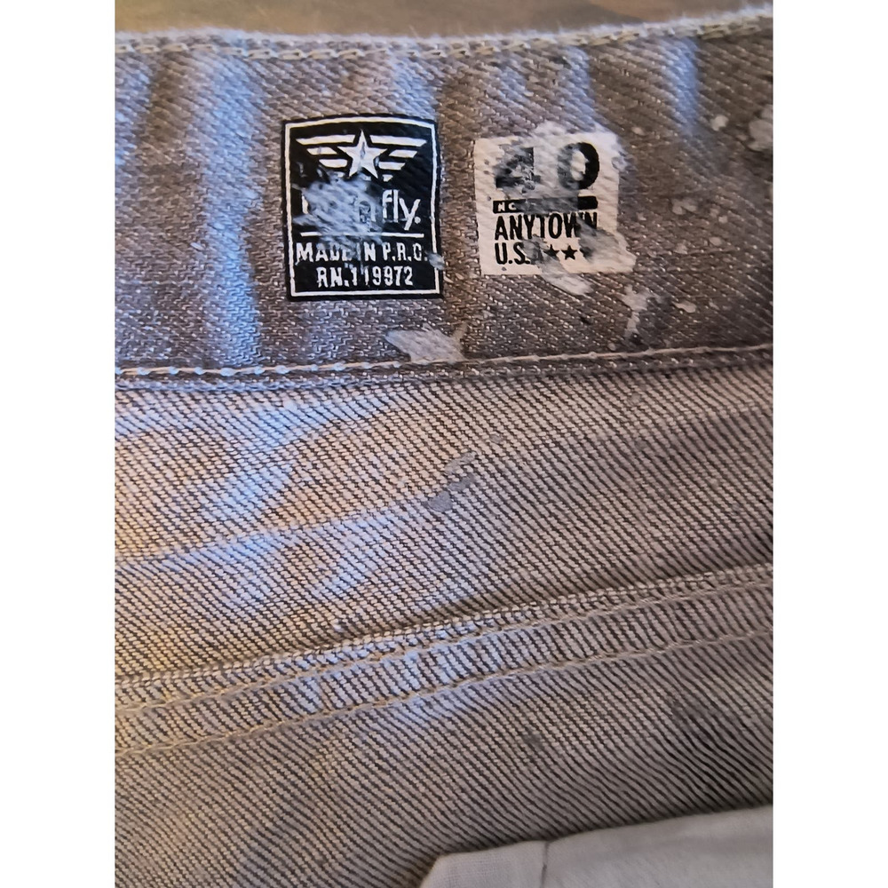 Born Fly Jeans Men's Size 40 Gray Denim Button Fly Straight Leg Paint Splatter - Picture 2 of 16